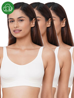 Inner Sense - Organic Cotton Antimicrobial Soft Cup Full Coverage Bras (Pack Of 3)-White