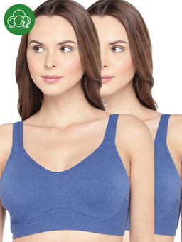Inner Sense - Organic Cotton Antimicrobial Soft Cup Full Coverage Bras (Pack Of 2)-Blue
