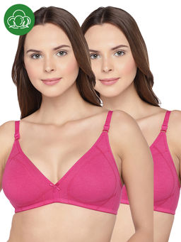 Inner Sense - Organic Cotton Seamless Triangular Bras With Supportive Stitch- Pack Of 2-Pink