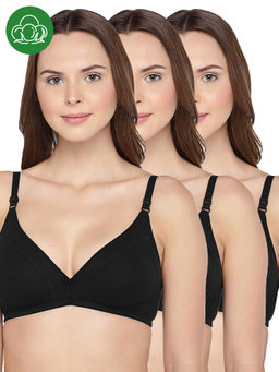 Inner Sense - Organic Cotton Seamless Triangular Bras With Supportive Stitch- Pack Of 3-Black