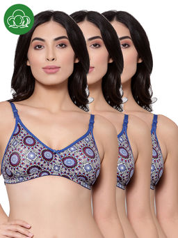 Inner Sense - Organic Cotton Antimicrobial Backless Non-Padded Seamless Bras (Pack Of 3)-Blue