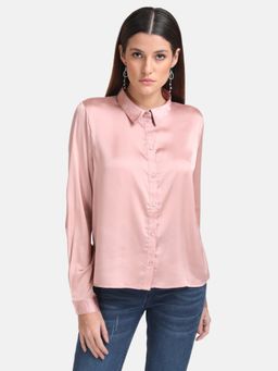 Kazo - Pink Classic Satin Loose Shirt