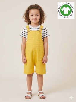 SWEETLIME BY AS - Cotton Dungaree and Half Sleeves T-Shirt Set Stripes (Set of 2)