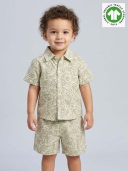 SWEETLIME BY AS - Olive Printed Shirt and Shorts (Set of 2)