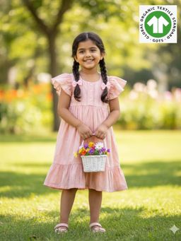 SWEETLIME BY AS - Pastel Pink Schiffly Knee Length Dress