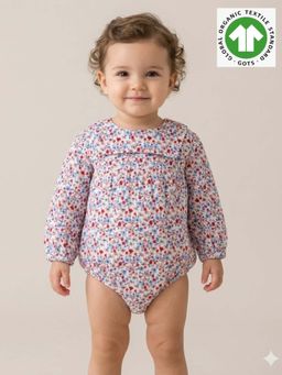 SWEETLIME BY AS - Red & Blue Floral Print Organic Cotton Rompers