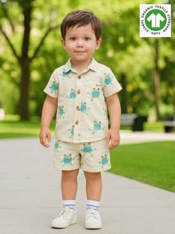 SWEETLIME BY AS - Off White Cotton Printed Shirt and Short