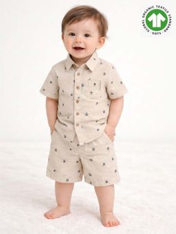 SWEETLIME BY AS - Beige Cotton Printed Shirt and Short