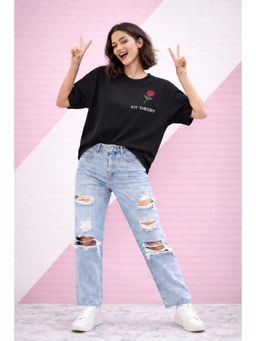 The Fit Theory - Women Oversized Boxy Fit T-Shirt-Black