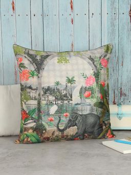India Circus by Krsnaa Mehta - Frolic Mist Blended Taf Silk Cushion Cover