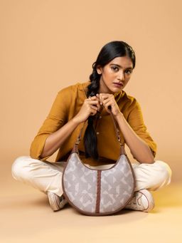 Zouk - Aravalli Abstract Grey Hobo Bag