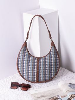 Zouk - Bombay Houndstooth Blue Hobo Bag