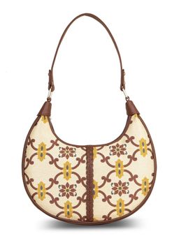 Zouk - Chandra Mahal Raj Gadi Motif Beige Hobo Bag