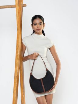 Zouk - Jet Black Solid Hobo Bag