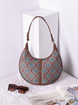 Zouk - Kolkata Nouveau Motif Green Hobo Bag