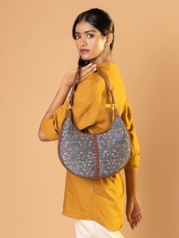Zouk - Kashmir Royals Floral Blue Hobo Bag