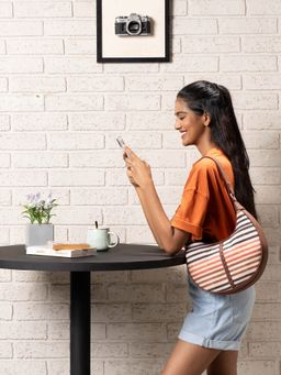 Zouk - Qutub Striped Multicolor Hobo Bag