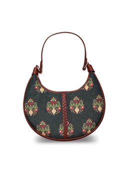 Zouk - Royal Green Mogra Print Floral Bottle Green Hobo Bag