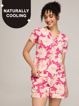 Nykd by Nykaa - Breezy Rayon Shorts Coord Set With Flattering High Low Hem Top Nys930 Pink