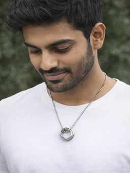 JEWELZ - Men Silver-Toned Knot Pendant Necklace