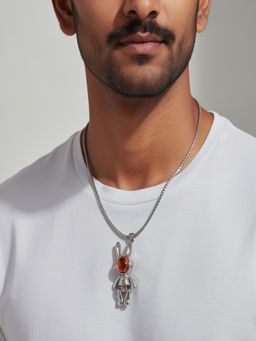 JEWELZ - Men Silver-Toned Character Pendant Necklace