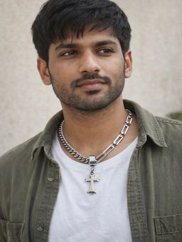 JEWELZ - Men Silver-Toned Cross Pendant Necklace