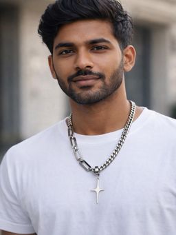 JEWELZ - Men Silver-Toned Cross Pendant Necklace