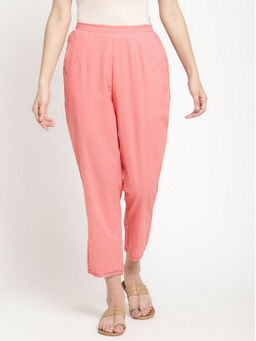 SAVI - Pink Cotton Pintuck Straight Pant