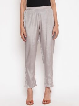 SAVI - Silver Solid Straight Fit Pant