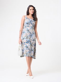 Powersutra - Beige Cotton Floral Dress