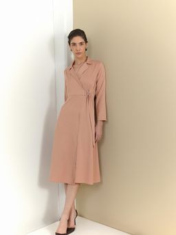 FableStreet - Pink Polyester Solid Dress