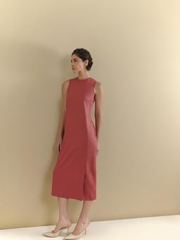 FableStreet - Pink Polyester Solid Dress