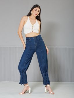 Miss Chase - Blue Denim Solid Jeans