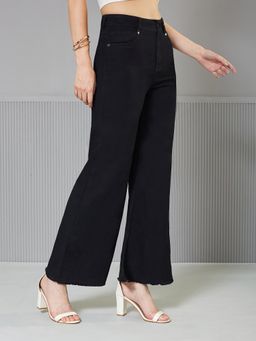 Miss Chase - Black Denim Solid Jeans