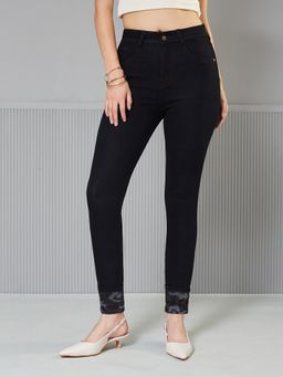 Miss Chase - Women's Black High Rise Slim Fit Regular Length Stretchable Denim Jeans