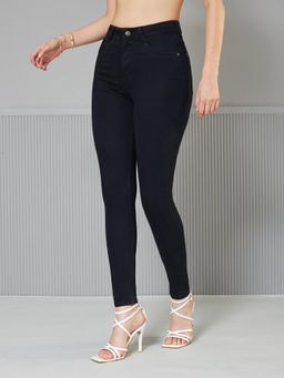 Miss Chase - Women's Black Slim Fit High Rise Clean Look Stretchable Denim Jeans
