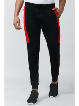 Peter England - Men Black Graphic Print Casual Track Pants