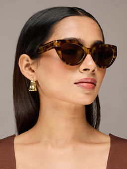 Twenty Dresses by Nykaa Fashion - Brown Animal Print Cat Eye Sunglasses