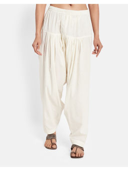 Fabindia - Off White Cotton Tapered Leg Solid Salwar