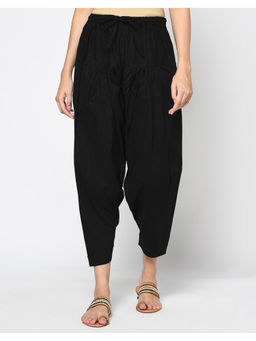 Fabindia - Black Cotton Tapered Leg Solid Salwar