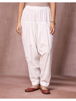 Fabindia - Off White Cotton Tapered Leg Solid Salwar