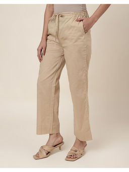 Fabindia - Beige Cotton Woven Ethnic Casual Pant
