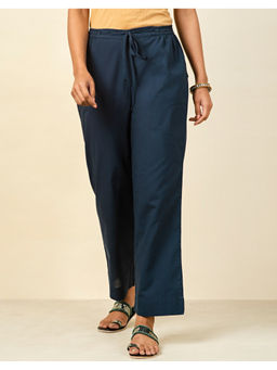 Fabindia - Blue Cotton Full Length Casual Pant