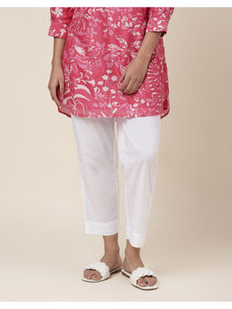 Fabindia - White Viscose Silk Woven Ethnic Pant