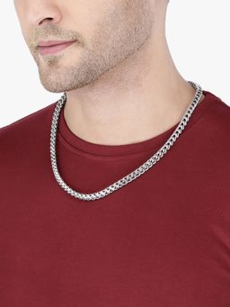 Yellow Chimes - Spiga Wheat Pattern Silver-toned Steel Neck Chain