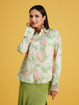 Twenty Dresses by Nykaa Fashion - Multicolor Floral Print Full Sleeves Satin Shirt
