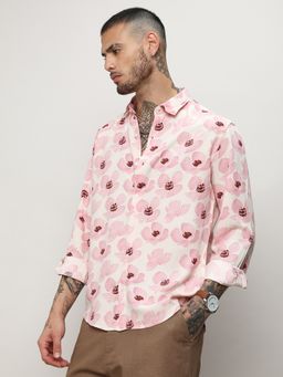 Campus Sutra - Men White Rayon Floral Printed Casual Shirt