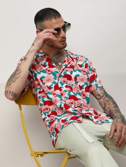 Campus Sutra - Men Multi-Color Polyester Floral Printed Casual Shirt
