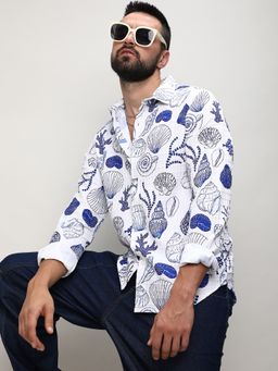 Campus Sutra - Men White Polyester Printed Casual Shirt