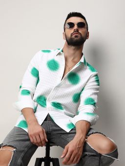 Campus Sutra - Men White Polyester Printed Casual Shirt